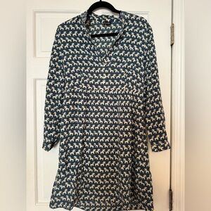 Steven Alan Blue and White Horse Print Silk Dress